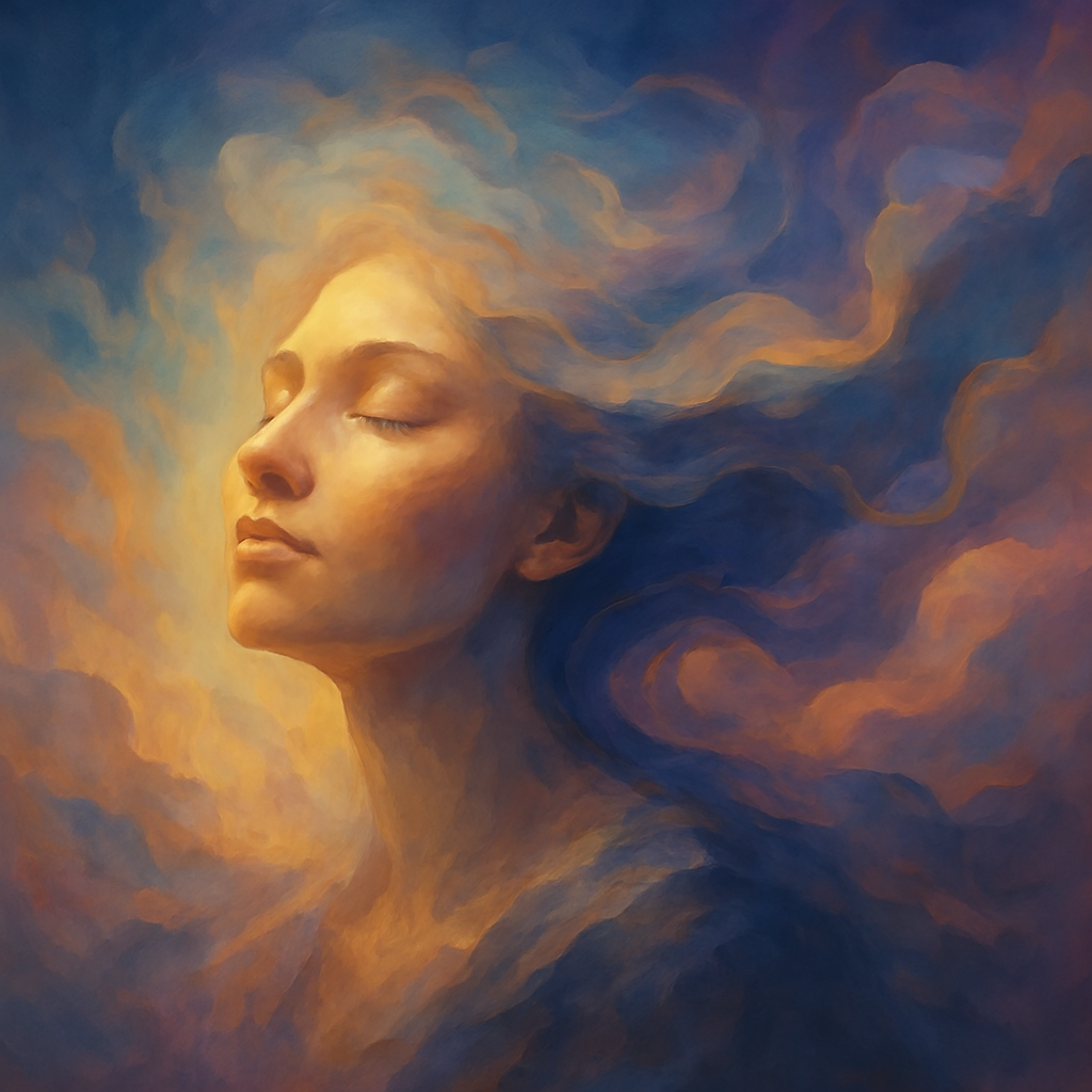 Ethereal digital artwork symbolising emotional transformation and energetic branding, created for Renata Clarke of Brand Alchemi, capturing the essence of inner alignment, visibility, and soulful business evolution.