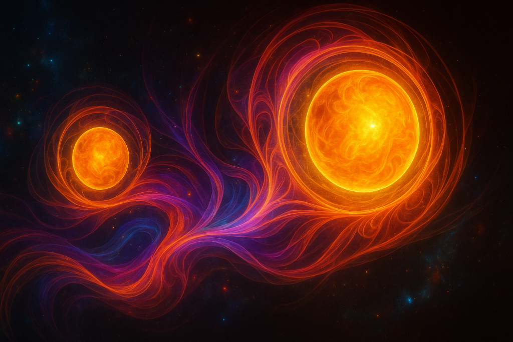 A cosmic and abstract digital painting featuring vibrant, swirling colors and radiant energetic patterns. Created for Renata Clarke of Brand Alchemi to represent alignment with purpose, energetic branding, and the illumination of one’s Radiance and Purpose spheres from the Gene Keys system.