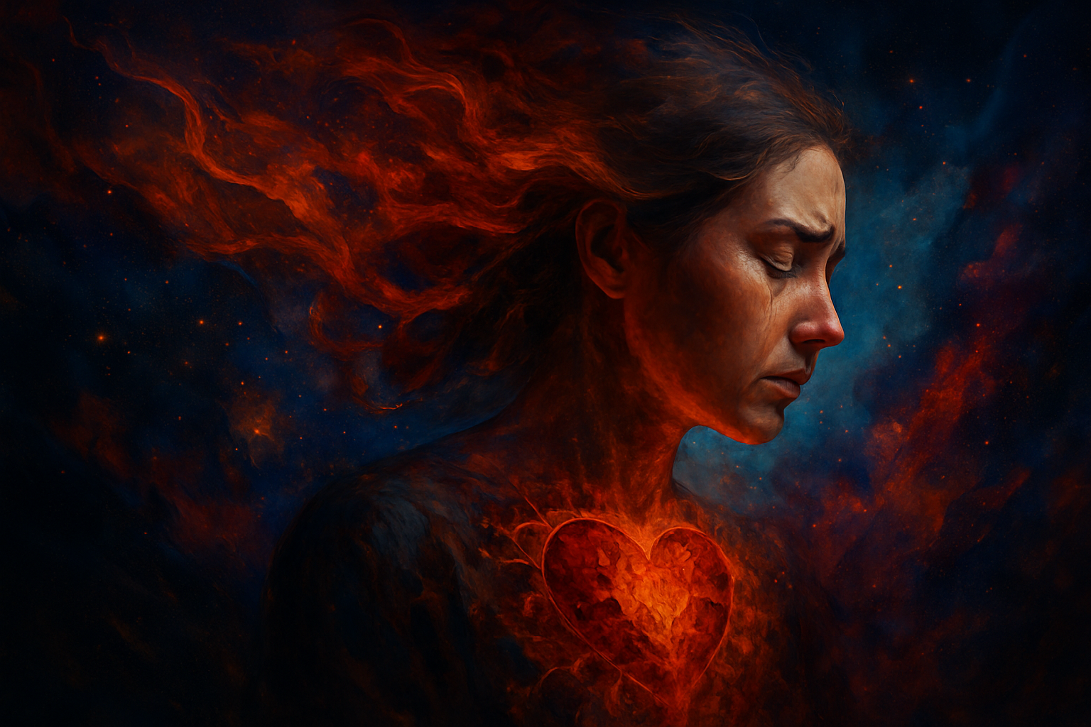 A surreal, symbolic landscape digital painting featuring a radiant silhouette stepping from shadow into light. Designed for Renata Clarke of Brand Alchemi, it represents the journey of healing, brand reclamation, and self-recognition—capturing the emotional depth and power of building a business from wound to truth.