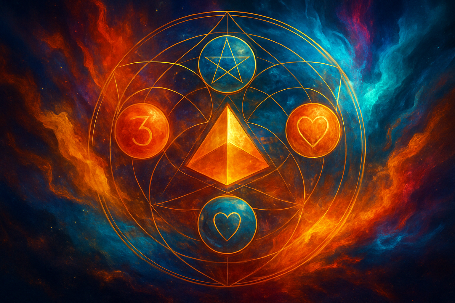 A sharp, radiant, landscape-oriented digital image with luminous swirling energy patterns, cosmic geometry, and layered light beams. Created for Renata Clarke of Brand Alchemi to visually represent legacy, purpose, frequency-led branding, and the transformative role of the Destiny Number in energetic brand alignment.